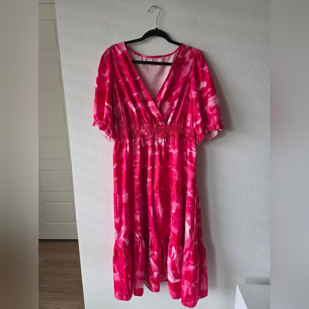 SHEIN Curve Plus Vibrant Pink Valentine Maxi Dress - Picture 9 of 11